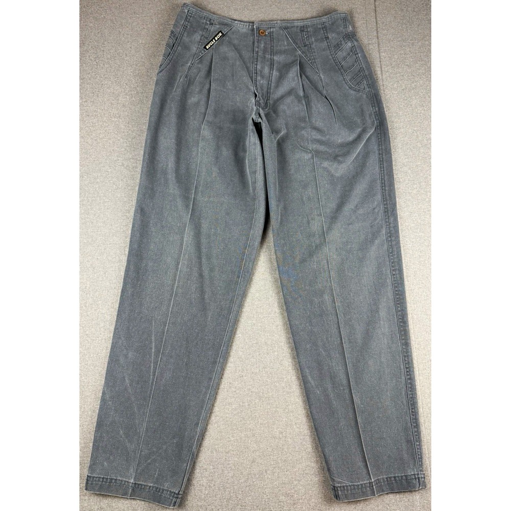 Bugle Boy Mens 34x32 Pleated Pants Gray Baggy Tapered Skater Vintage 90s